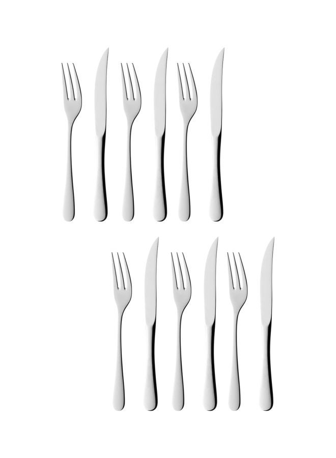 WMF 12-Piece Steak Knives And Forks Silver/Brown  - Image 1