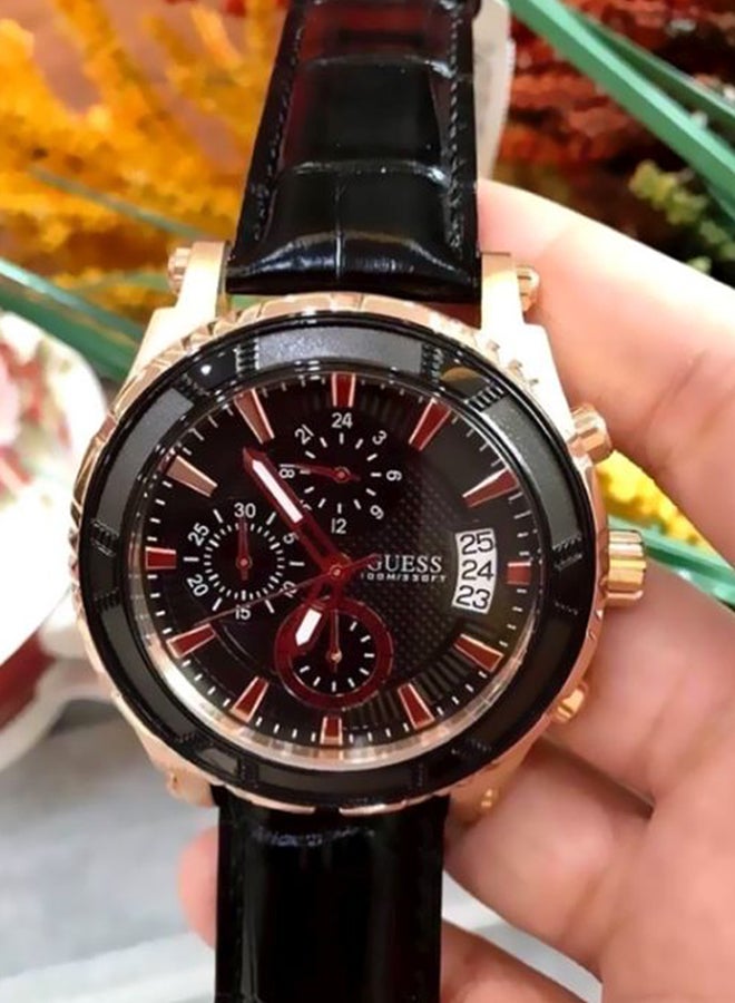 GUESS Men's Leather Chronograph Watch W0673G5 - Image 5