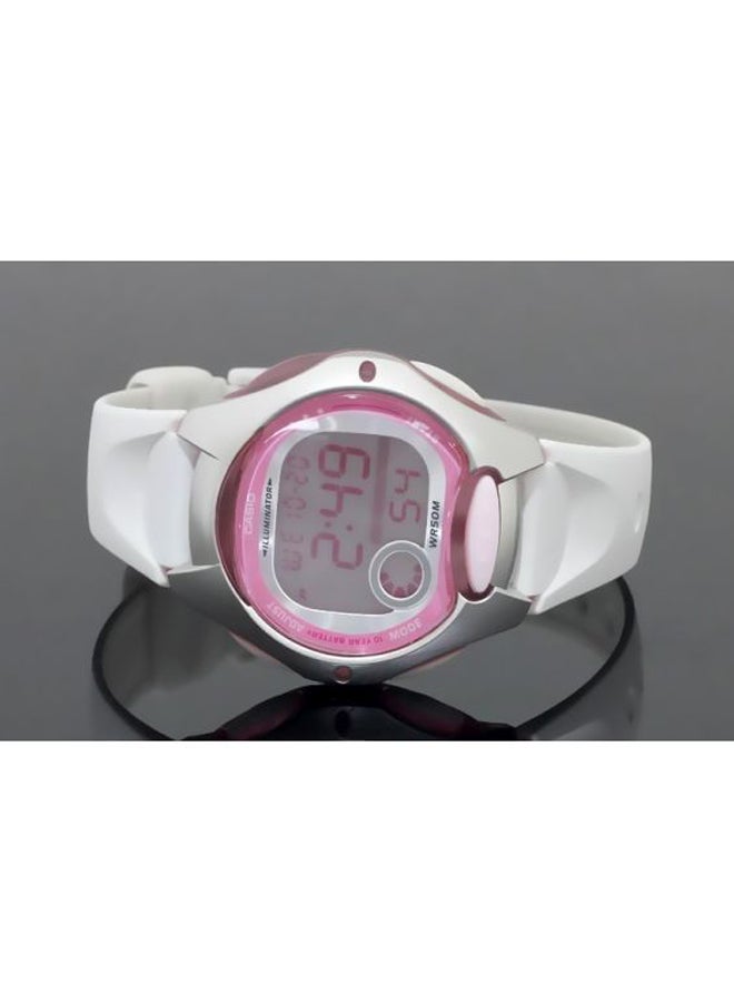 كاسيو ساعة رقمية مقاومة للماء بسوار من الراتينج طراز LW200-7AV للنساء - Image 4