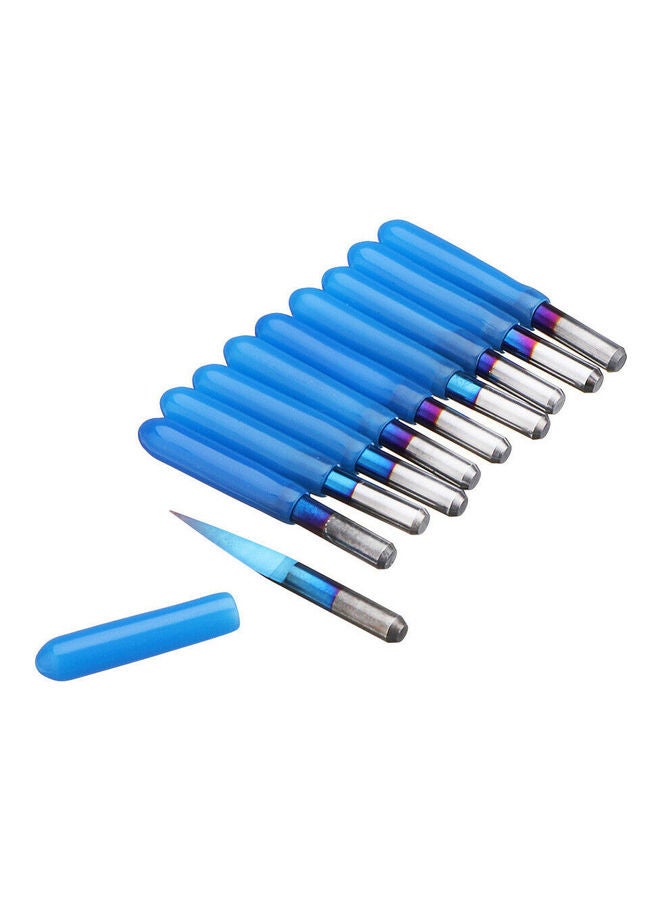 Generic 10-Piece Tungsten Carbide V Shape Engraving Bit Blue  - Image 2