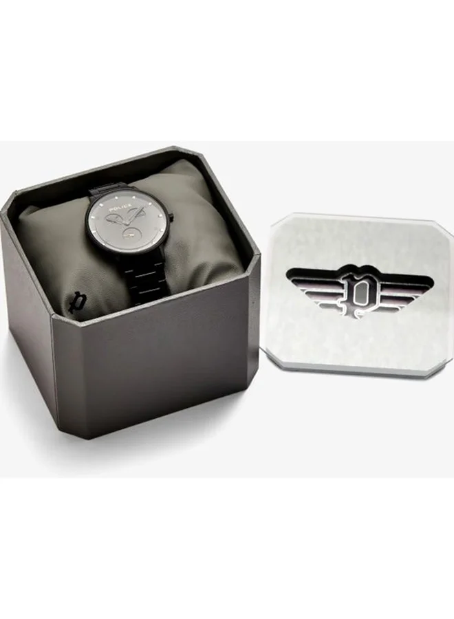 POLICE Men's Berkeley Round Shape Stainless Steel Analog Wrist Watch 42 mm - Black