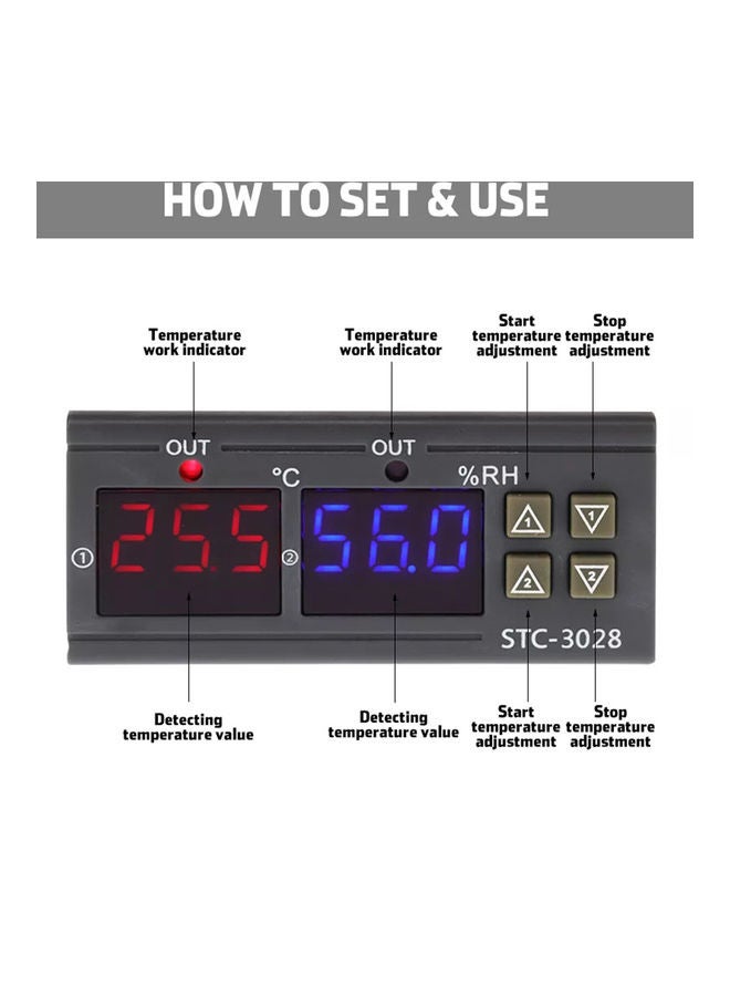 Generic Digital Display Temperature And Humidity Controller Multicolour  - Image 3