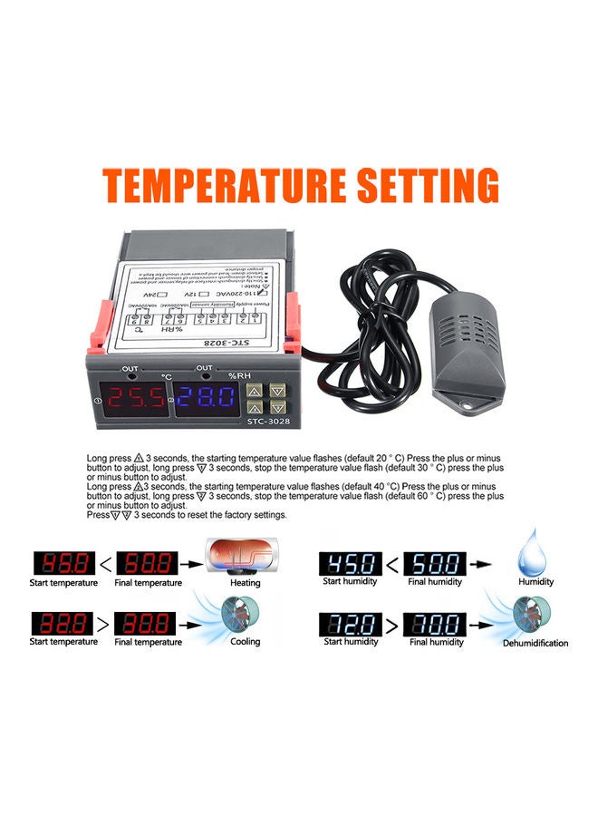 Generic Digital Display Temperature And Humidity Controller Multicolour  - Image 5
