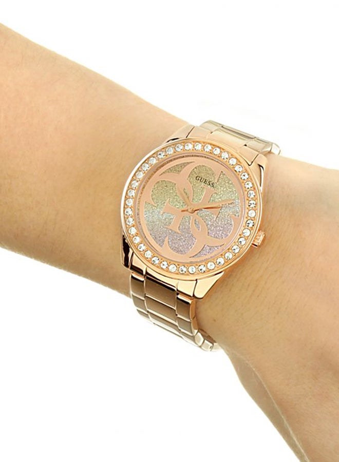 جس ساعة يد بعقارب وسوار من الإستانلس ستيل طراز W1201L3 - قياس 40 مم - لون ذهبي للنساء - Image 4