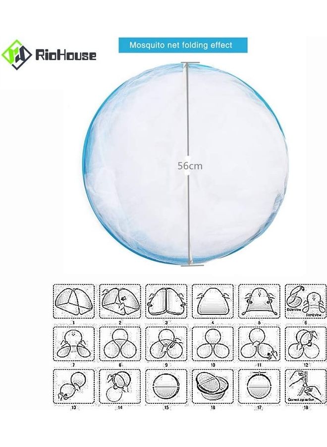 XiuWoo Foldable Oversized Entry Mosquito Nets Polyester White/Blue 56x56x2cm  - Image 4