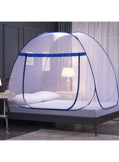 Portable Pop Up Mosquito Net For Super King Size Bed Fabric White/Blue 180x200x160cm