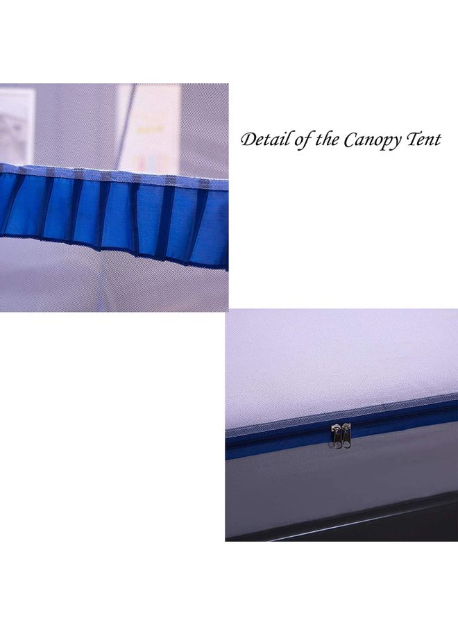 XiuWoo - Portable Pop Up Mosquito Net For Super King Size Bed Fabric White/Blue 180x200x160cm - Image 1