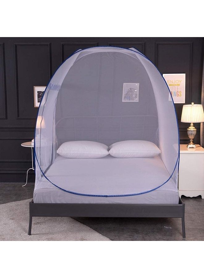 XiuWoo - Portable Pop Up Mosquito Net For Super King Size Bed Fabric White/Blue 180x200x160cm - Image 1