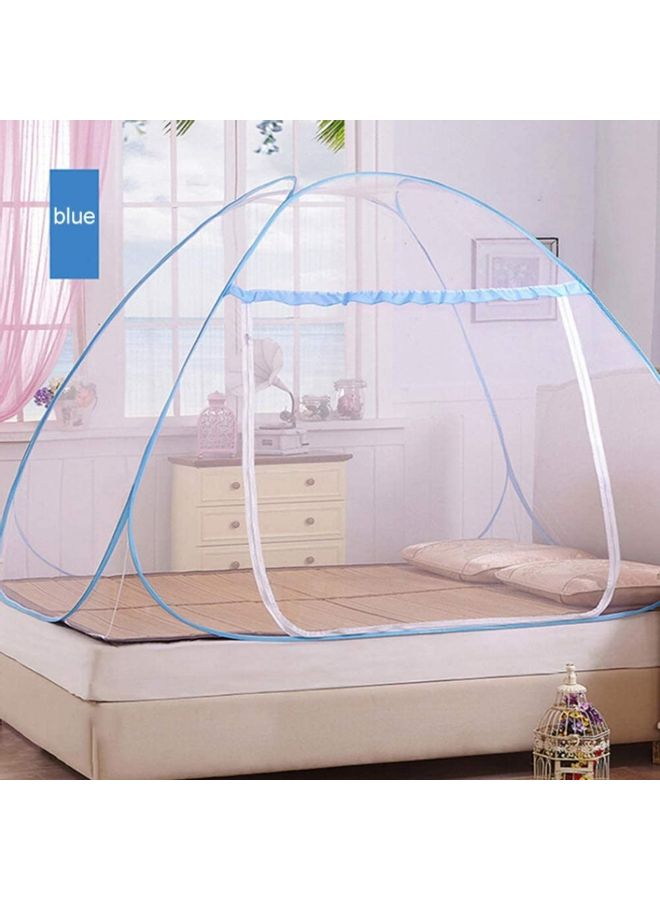 XiuWoo Pop-Up Double Bed Mosquito Net Tent Fabric White/Blue 3x6x3.6feet  - Image 2