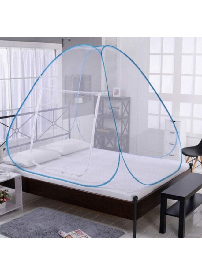 XiuWoo Pop-Up Double Bed Mosquito Net Tent Fabric White/Blue 3x6x3.6feet  - Image 3