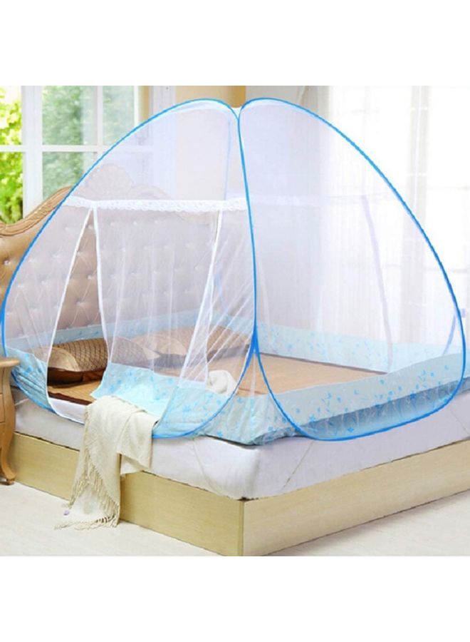 XiuWoo Pop-Up Double Bed Mosquito Net Tent Fabric White/Blue 3x6x3.6feet  - Image 4