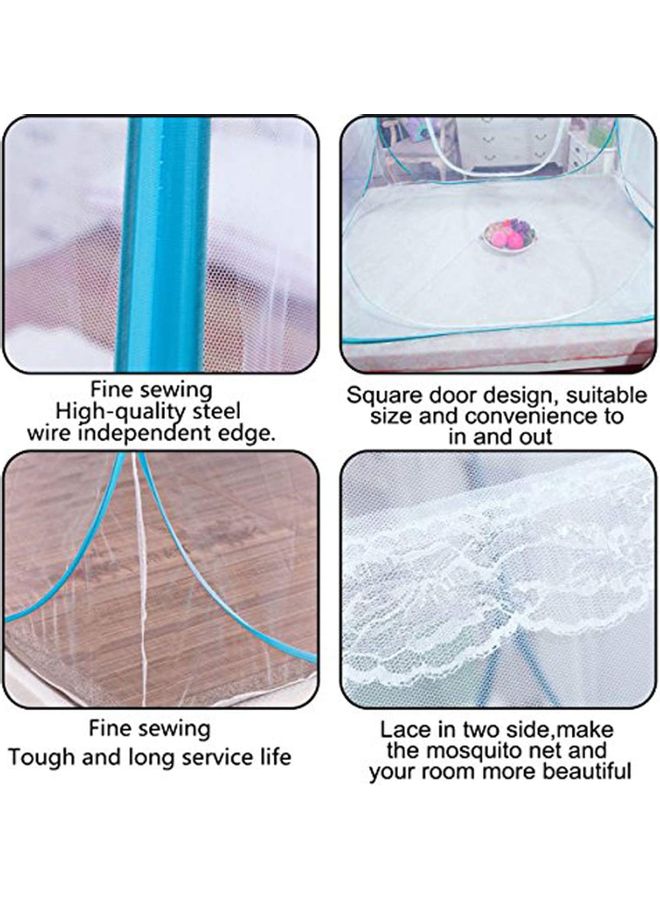 XiuWoo - Foldable Pop-Up Mosquito Net Tent Polyester White/Blue 180x200x150cm - Image 1