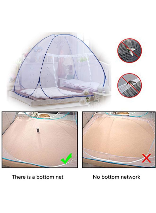 XiuWoo - Foldable Pop-Up Mosquito Net Tent Polyester White/Blue 180x200x150cm - Image 1