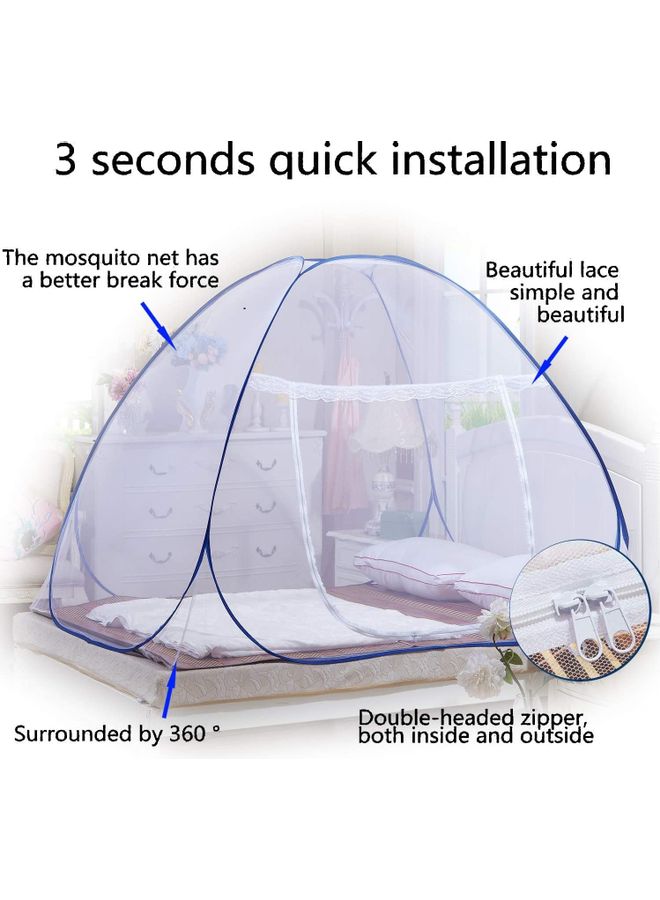 XiuWoo - Foldable Pop-Up Mosquito Net Tent Polyester White/Blue 180x200x150cm - Image 1