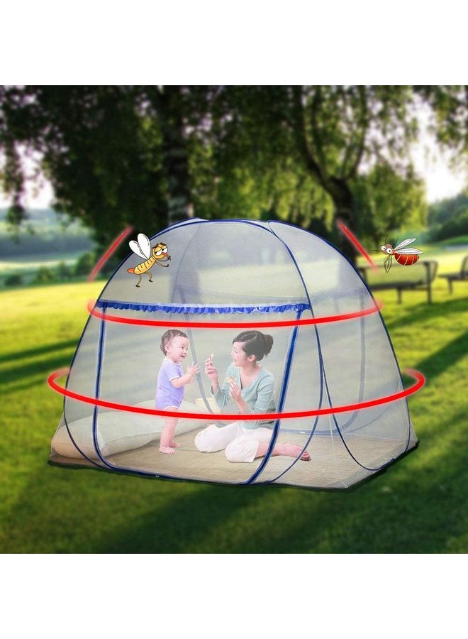XiuWoo Pop-Up Double Bed Mosquito Net polyester White/Blue 120x200x140cm  - Image 2