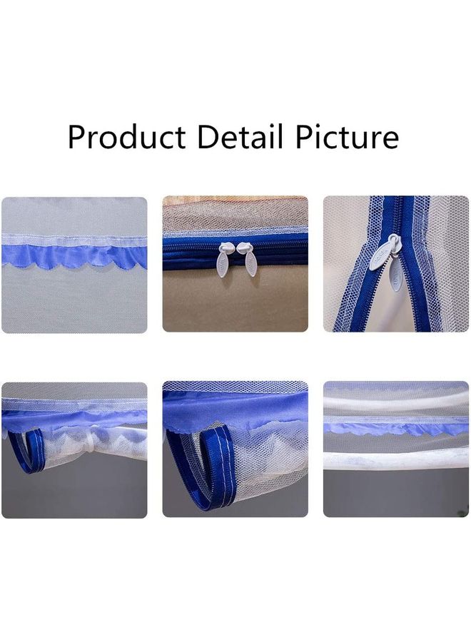XiuWoo Pop-Up Double Bed Mosquito Net polyester White/Blue 120x200x140cm  - Image 5