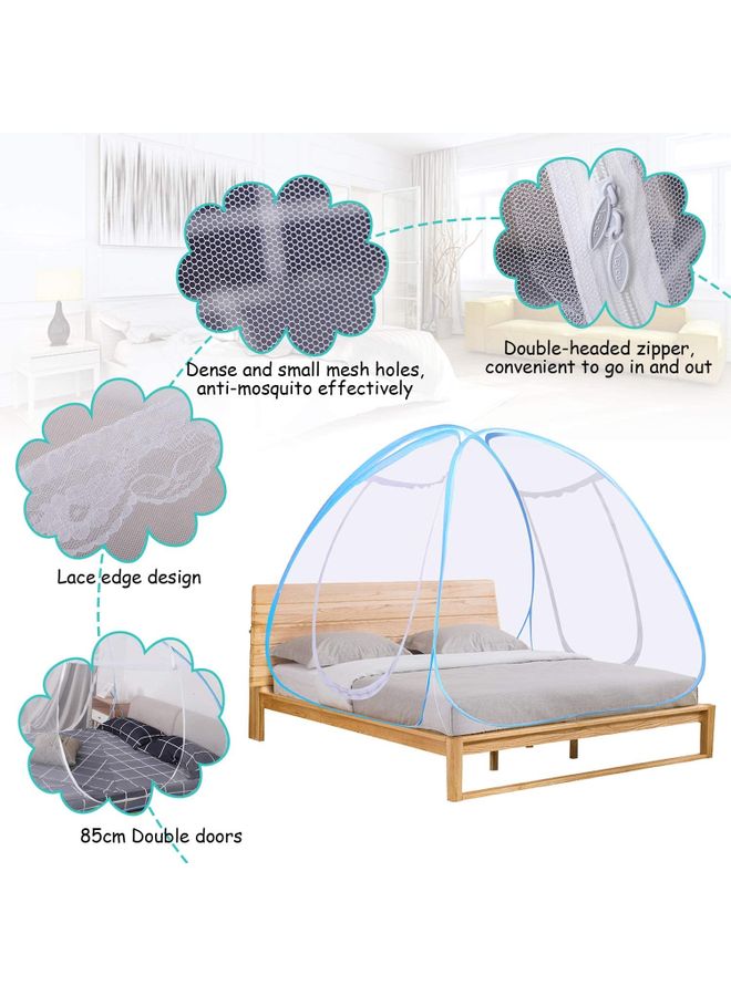 XiuWoo Folding Pop-Up Mosquito Net polyester White/Blue 180x200x150cm  - Image 2