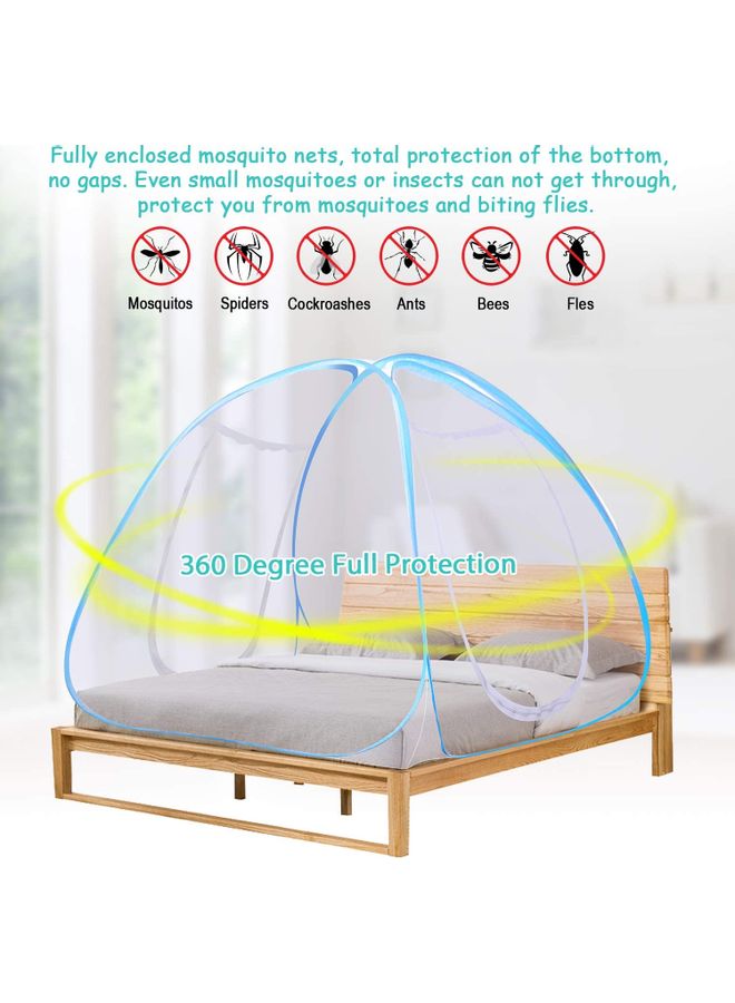 XiuWoo Folding Pop-Up Mosquito Net polyester White/Blue 180x200x150cm  - Image 3