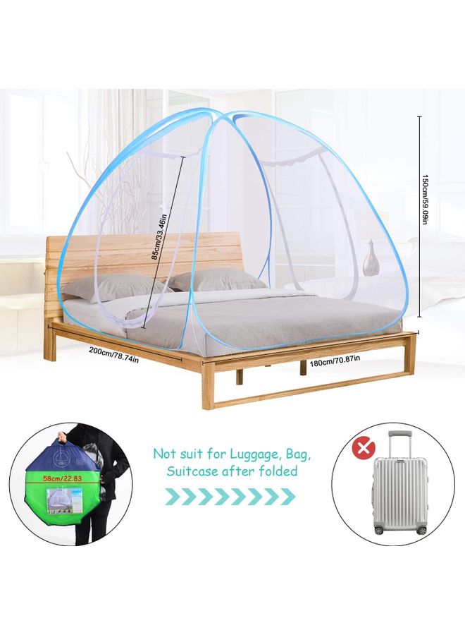 XiuWoo Folding Pop-Up Mosquito Net polyester White/Blue 180x200x150cm  - Image 4
