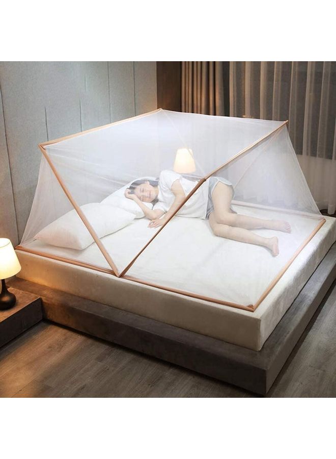 XiuWoo Pop Up Dome Bed Canopy Mosquito Net fabric White/Brown 1.9x1x0.8meter  - Image 2