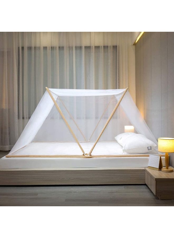 XiuWoo Pop Up Dome Bed Canopy Mosquito Net fabric White/Brown 1.9x1x0.8meter  - Image 1