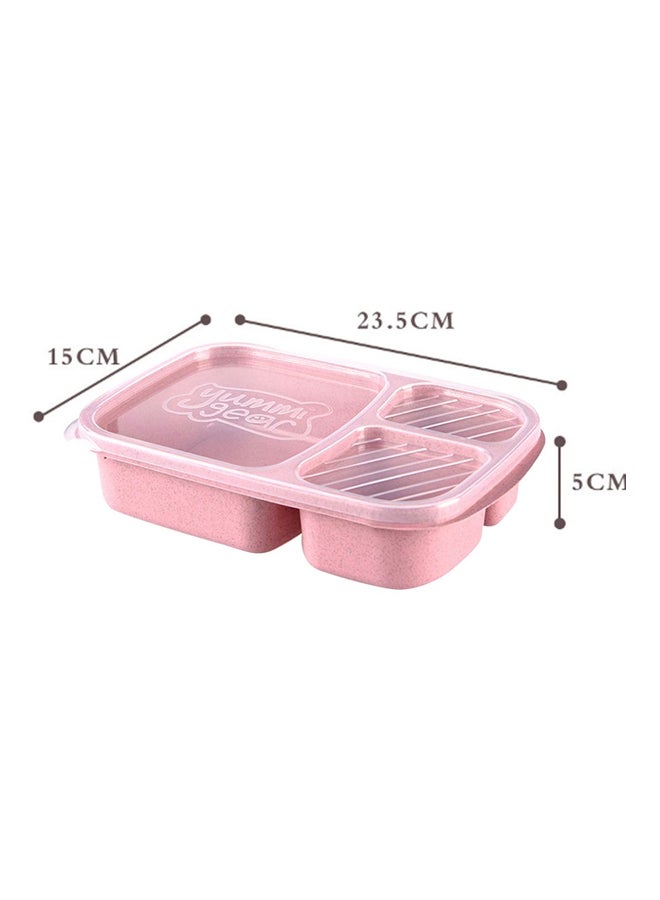 CYTHERIA 3 Grid Portable Food Storage Lunch Box Pink 23.5cm  - Image 3