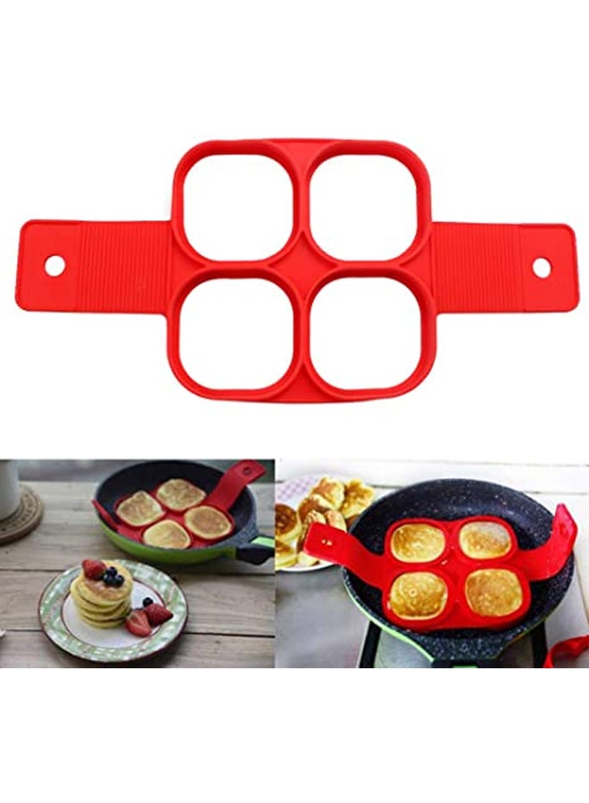 CYTHERIA - Silicone Pancakes Egg Pancake Rings Omelette Mould Ring Tool Red 10x15x15cm - Image 1
