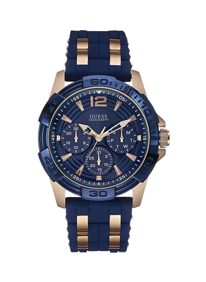 جس ساعة يد بعقارب وسوار من المطاط طراز W0366G4 للرجال - Image 1