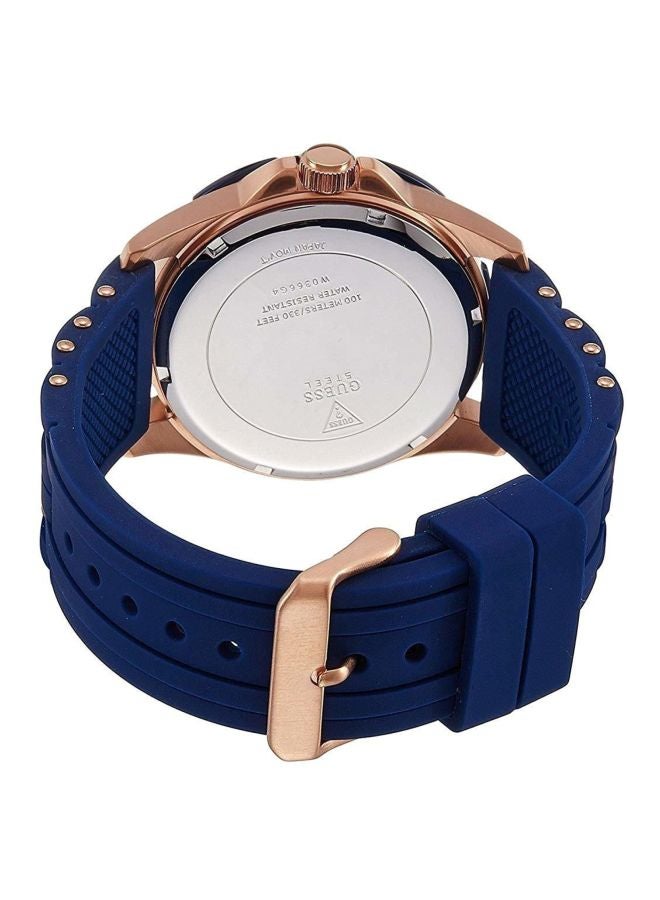 جس ساعة يد بعقارب وسوار من المطاط طراز W0366G4 للرجال - Image 2