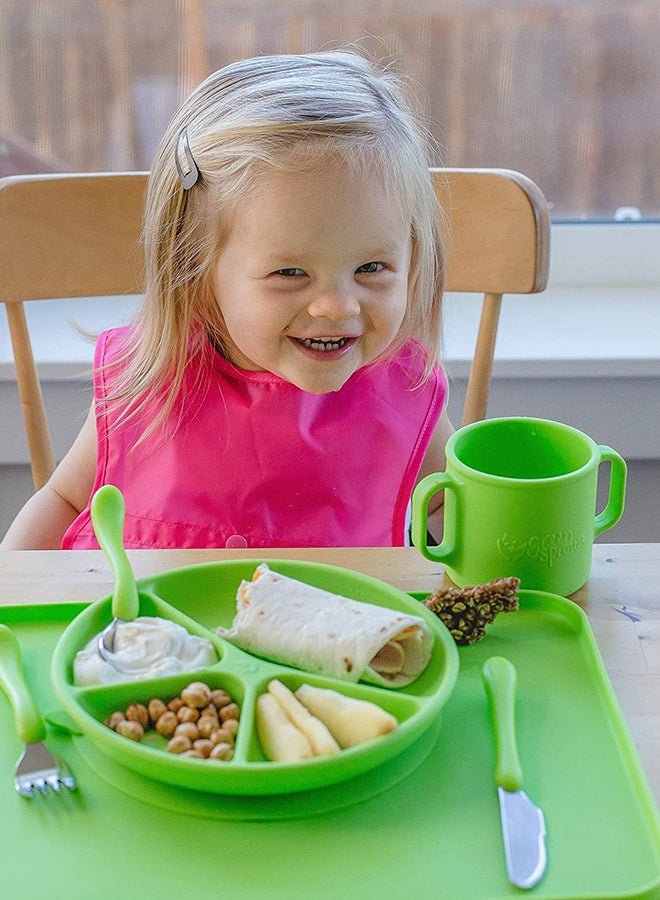 green sprouts - Baby Learning Silicone Feeding Plate - Image 1