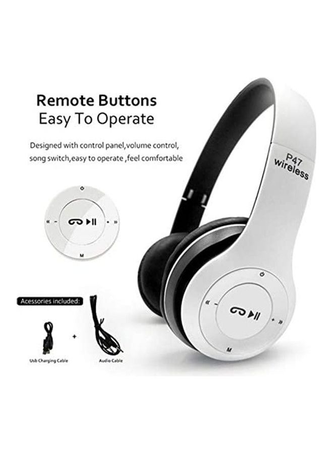 ICS Bluetooth Wireless Over-Ear Headphones White/Black - Image 2
