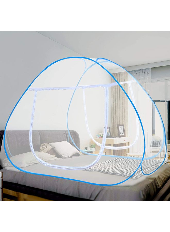 XiuWoo Foldable Pop-Up Mosquito Net Polyester White/Blue 180x200x150cm  - Image 1