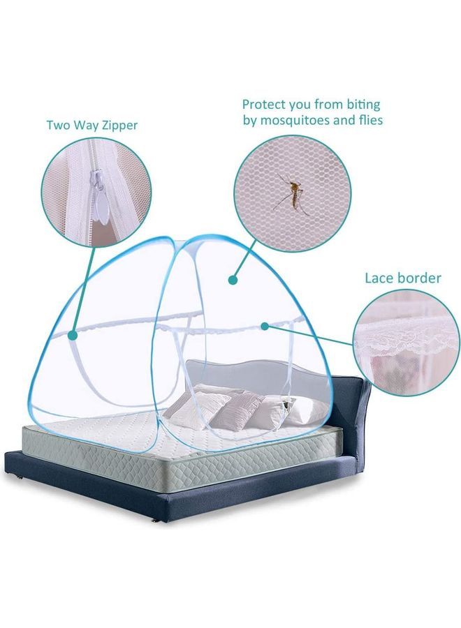 XiuWoo Foldable Pop-Up Mosquito Net Polyester White/Blue 180x200x150cm  - Image 4