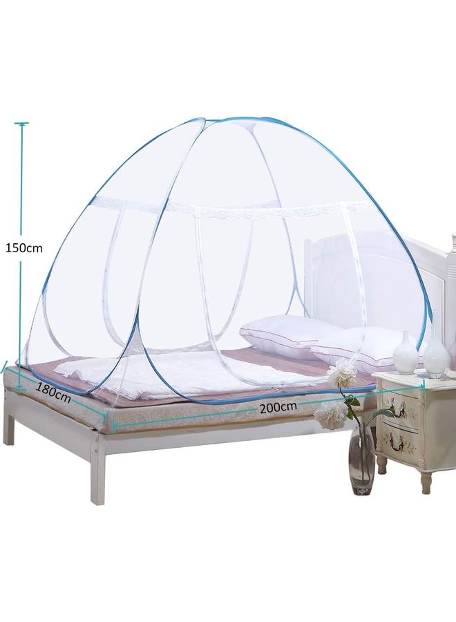 XiuWoo Foldable Pop-Up Mosquito Net Polyester White/Blue 180x200x150cm  - Image 5
