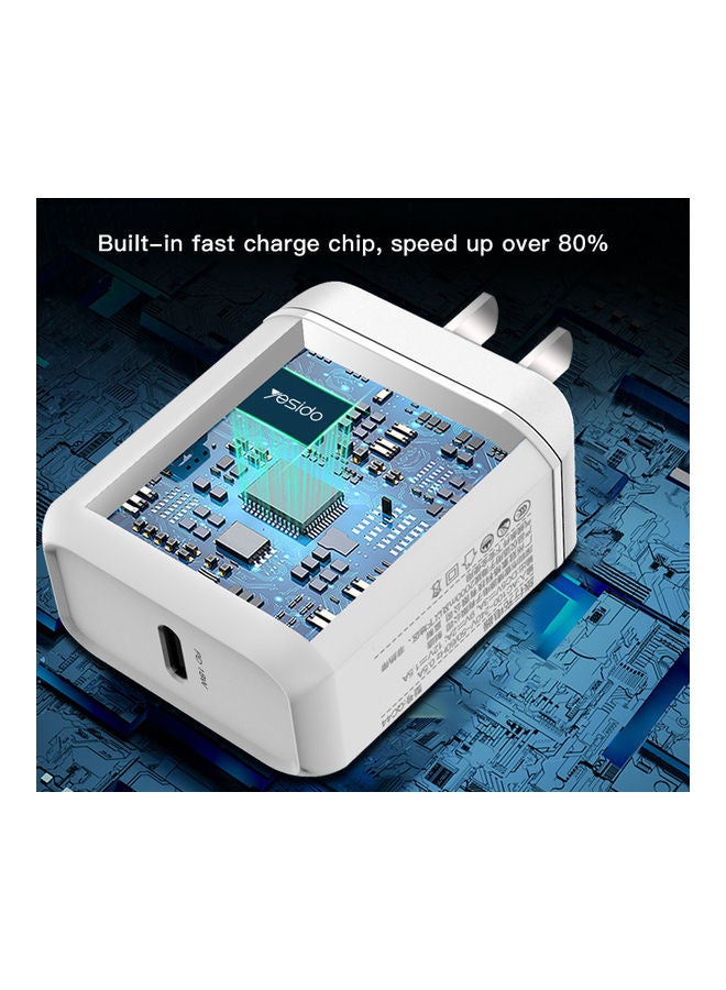 Yesido 18W Type-C Quick Charger White  - Image 2