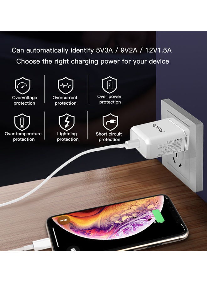 Yesido 18W Type-C Quick Charger White  - Image 3