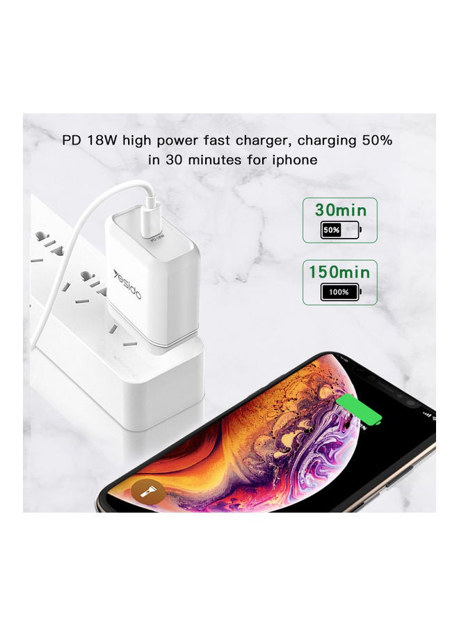 Yesido 18W Type-C Quick Charger White  - Image 4