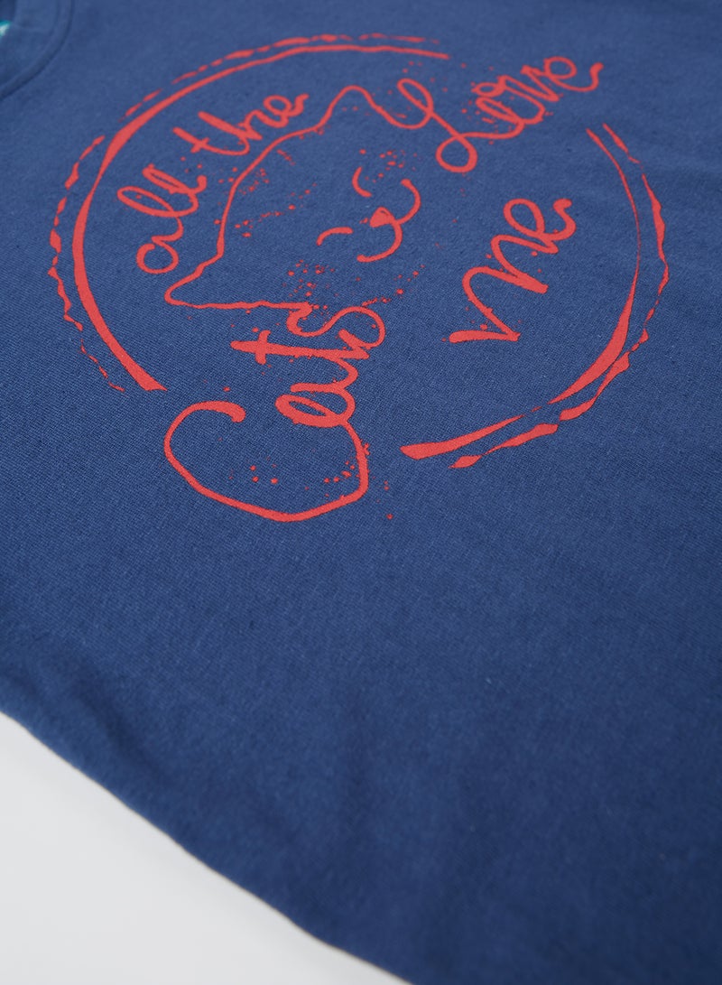 RAHA Modish Girls Printed T-Shirt Navy Blue - Image 3