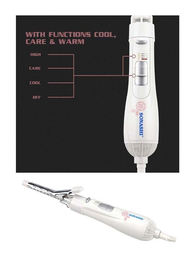 SONASHI 4in1 Hair Styler With Detachable Thermal Brush Curler Clip And Big Roller Brush  HighCareCoolOff  Adjustable Settongs 360 Degree Swivel Cord With Hanging Function  SHS-2086 White 32cm  - Image 5
