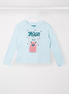 RAHA Girls Cool Printed Modern T-Shirt Blue  - Image 1