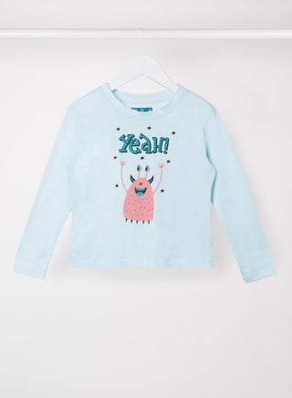Girls Cool Printed Modern T-Shirt Blue - v1621502630/N45997615V_1