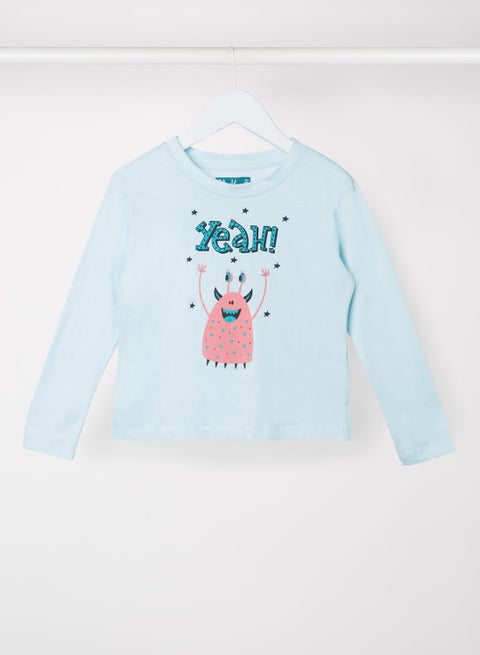Girls Cool Printed Modern T-Shirt Blue