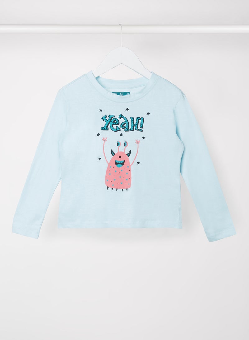 RAHA Girls Cool Printed Modern T-Shirt Blue  - Image 1
