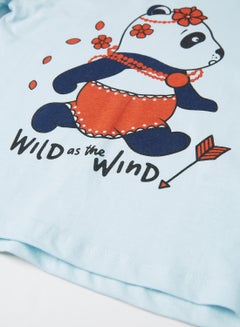 RAHA Girls Modern Printed Cool T-Shirt Blue  - Image 4