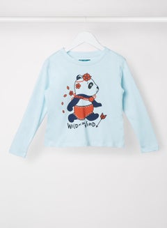 RAHA Girls Modern Printed Cool T-Shirt Blue  - Image 1
