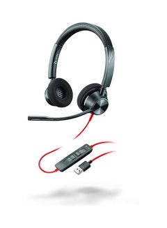 بلانترونيكس سماعة رأس بولي واير 3320 بمنفذ USB-A MS طراز (BW3320-M) أسود  - Image 1