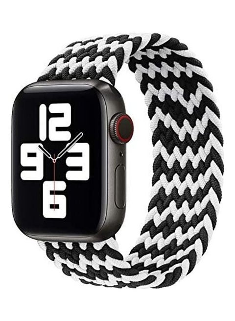 Nylon Braided Solo Loop Replacement Band For Apple Watch Series 6/SE/5/4/3/2/1 42-44mm White/Black