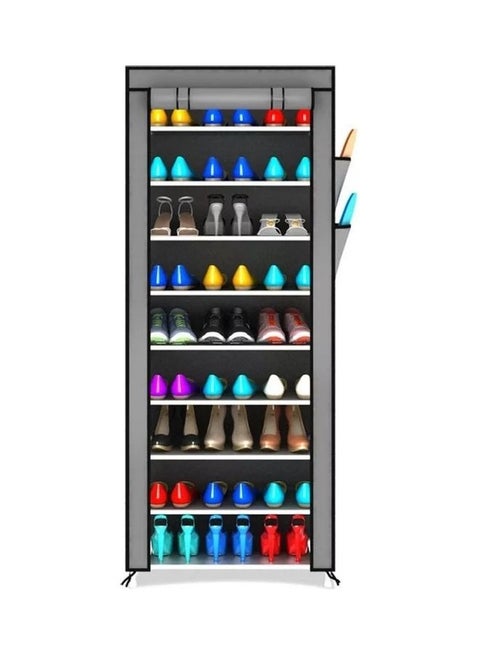 9-Tiers Shoe Cabinet Rack Grey 60x30x160cm