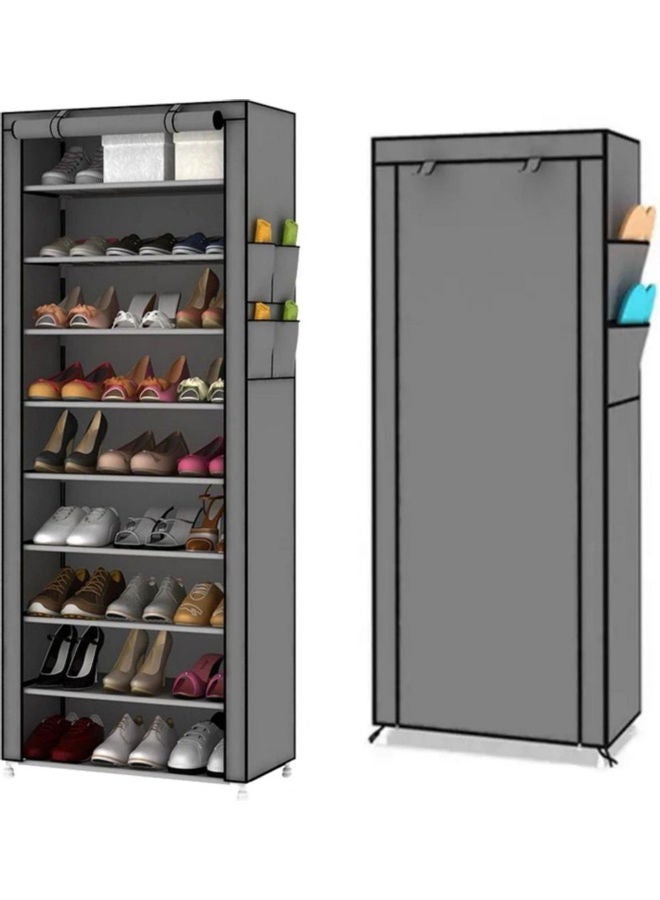 MTL - 9-Tiers Shoe Cabinet Rack Grey 60x30x160cm - Image 1