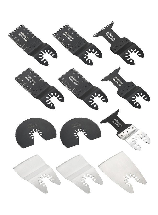 كيه كيه مون شفرات شبكية للمنشار التذبذبي سريعة الإطلاق لقطع الخشب من 12 قطعة أسود/فضي - Image 1